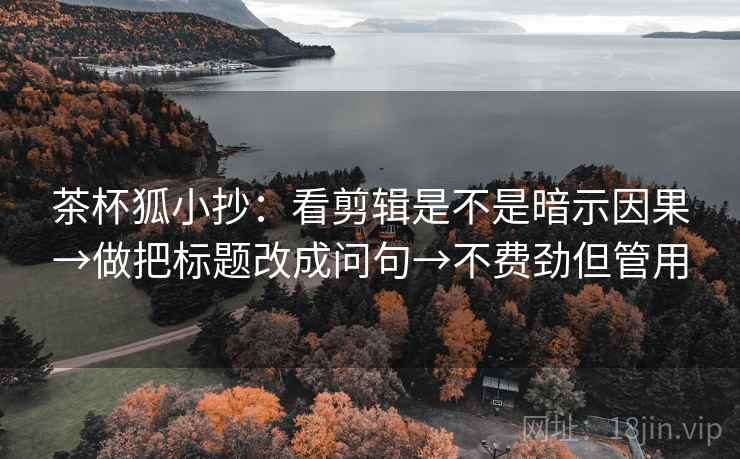茶杯狐小抄:看剪辑是不是暗示因果→做把标题改成问句→不费劲但管用 第2张 茶杯狐小抄:看剪辑是不是暗示因果→做把标题改成问句→不费劲但管用 第2张