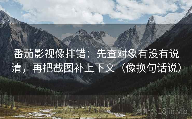 番茄影视像排错：先查对象有没有说清，再把截图补上下文（像换句话说）